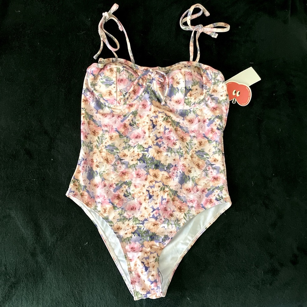 Floral print one piece bathing suit